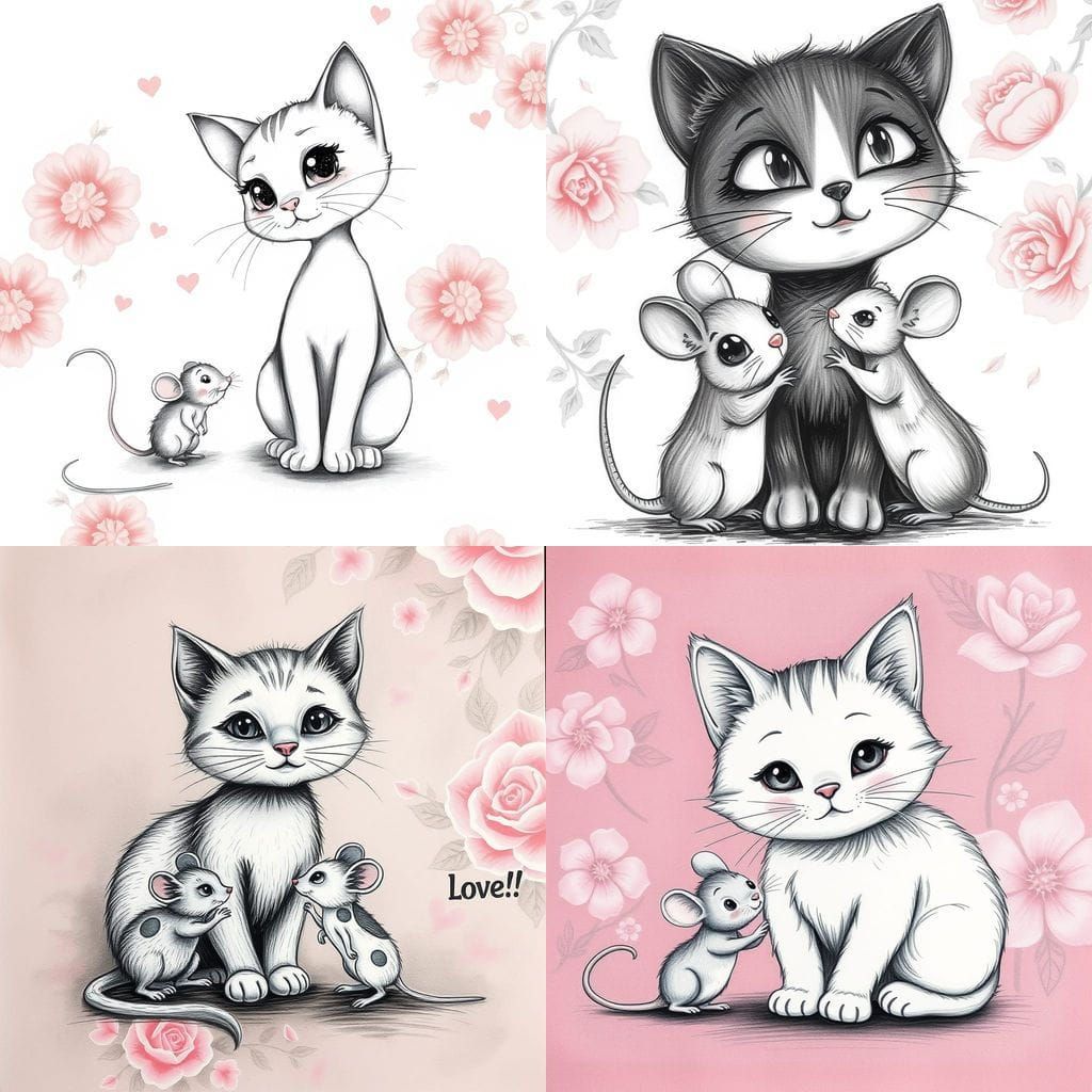 Vibrant Cartoon Duo Set Amidst Whimsical Floral Backdrop