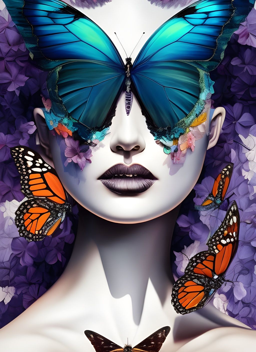 Butterfly Woman: Intricate Gouache Illustration