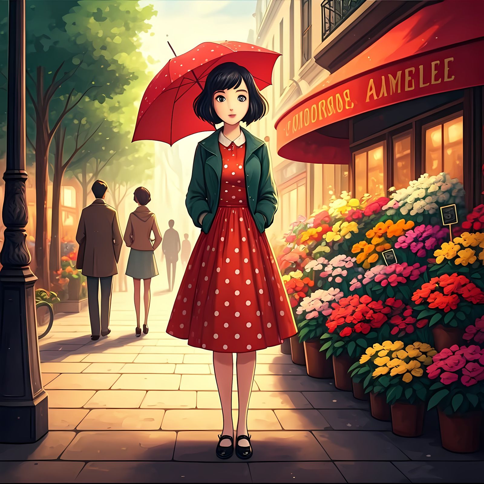 Anime Girl Amelie in Paris: 4K Digital Rendering