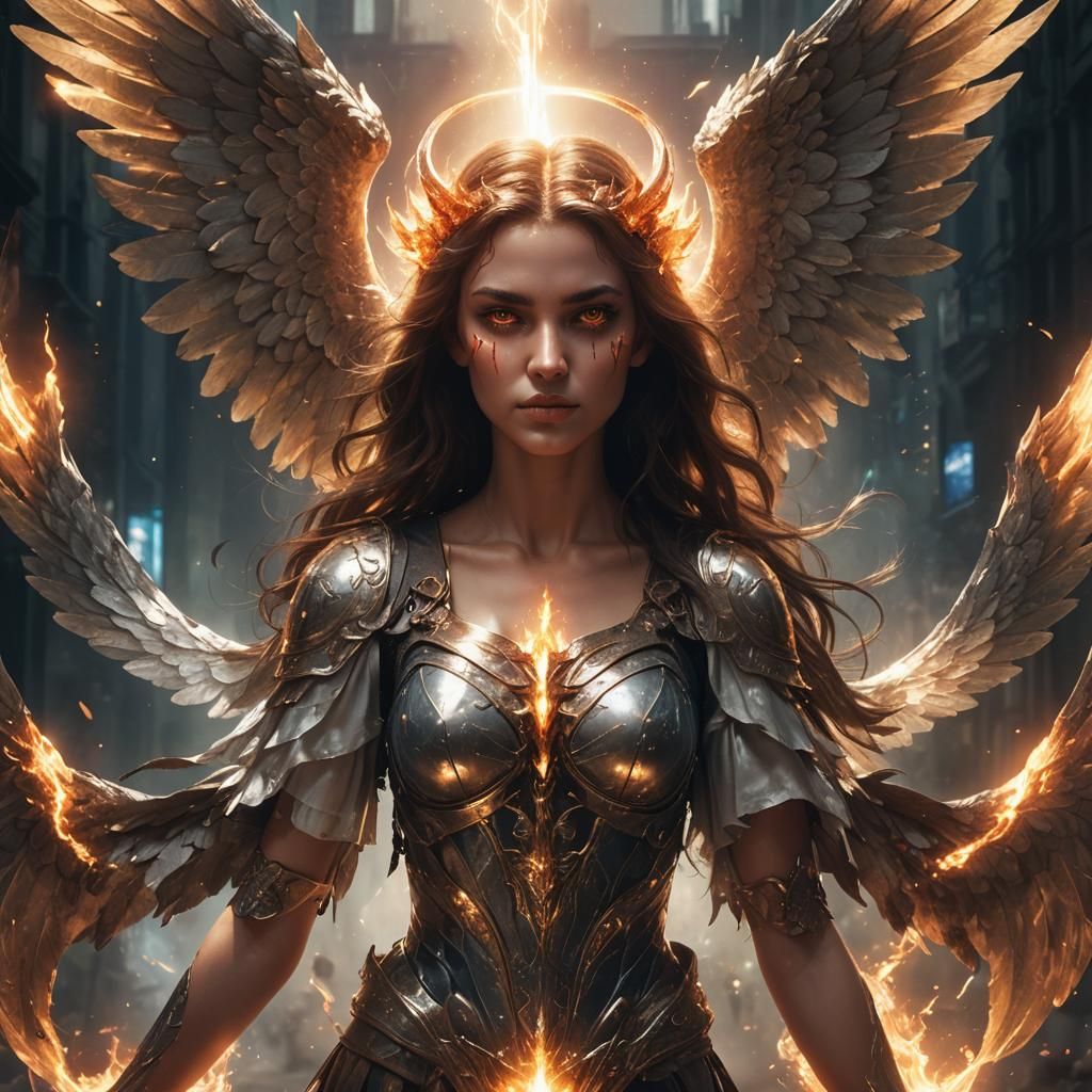 Angelic Demon Face Fusion with Lens Flares