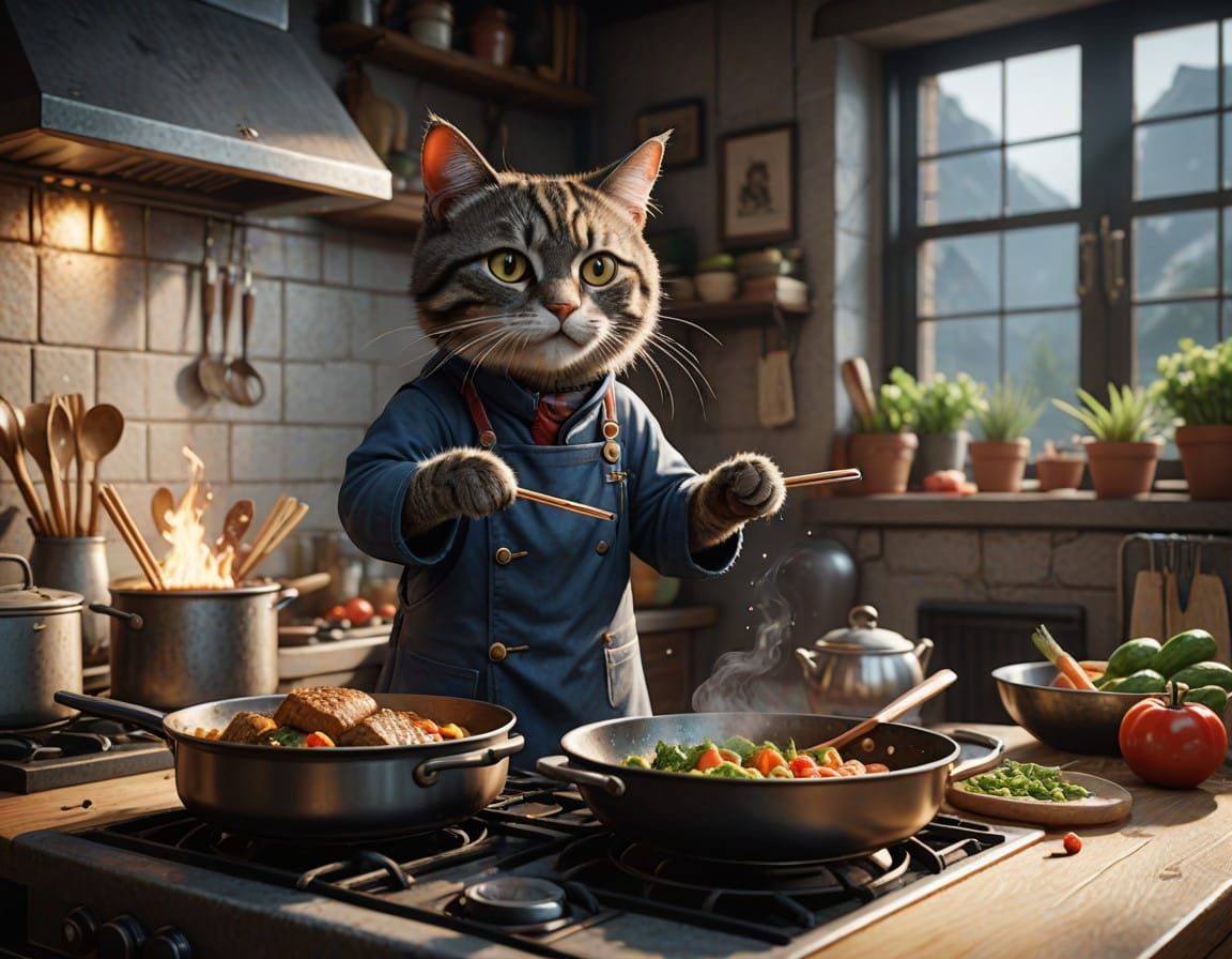 Feline Chef Concocts Magical Delight