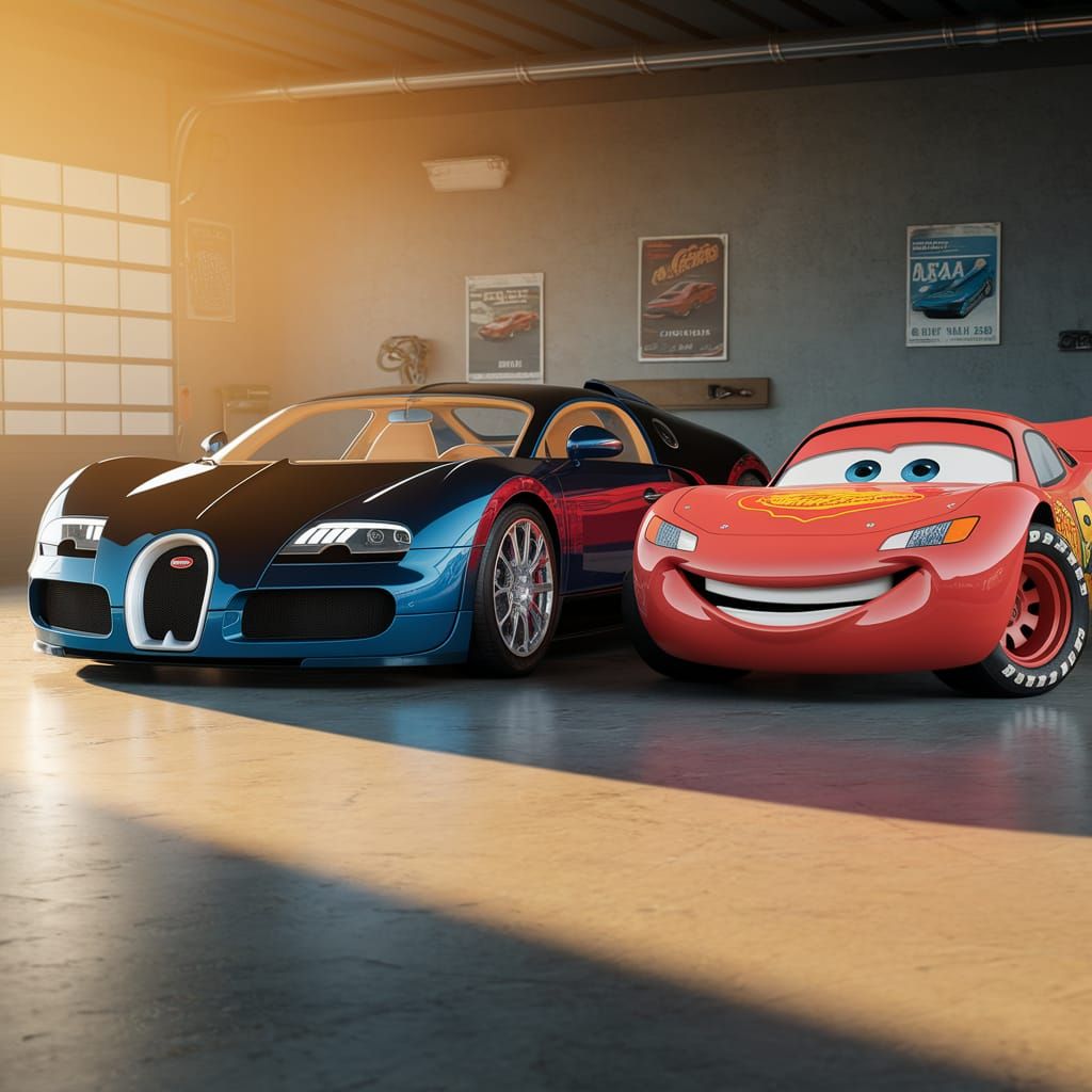 Luxury Cars Unite in a Sun-Kissed Garage Scene