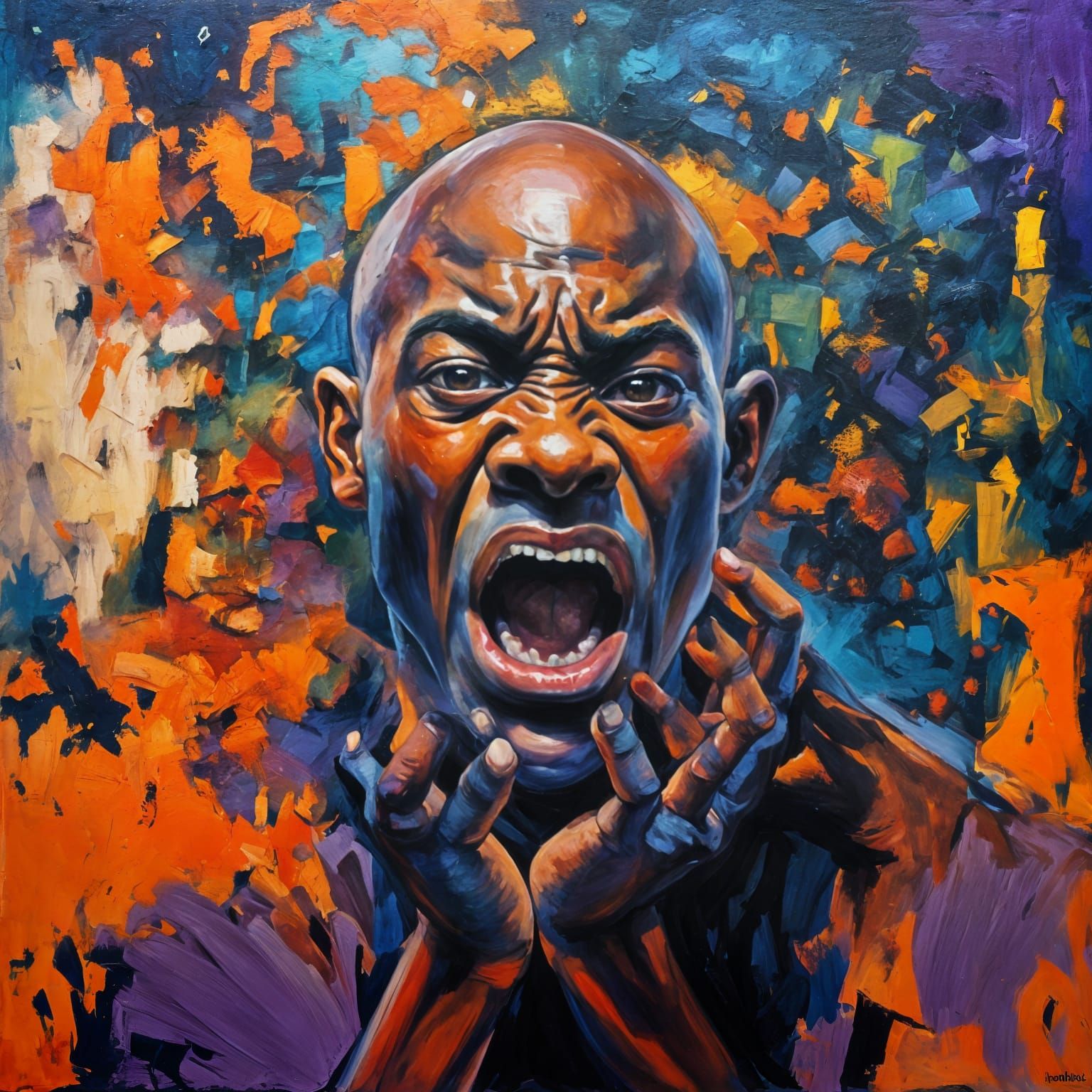 Black Man Battles Inner Demons in Neo-Expressionist Masterpi...