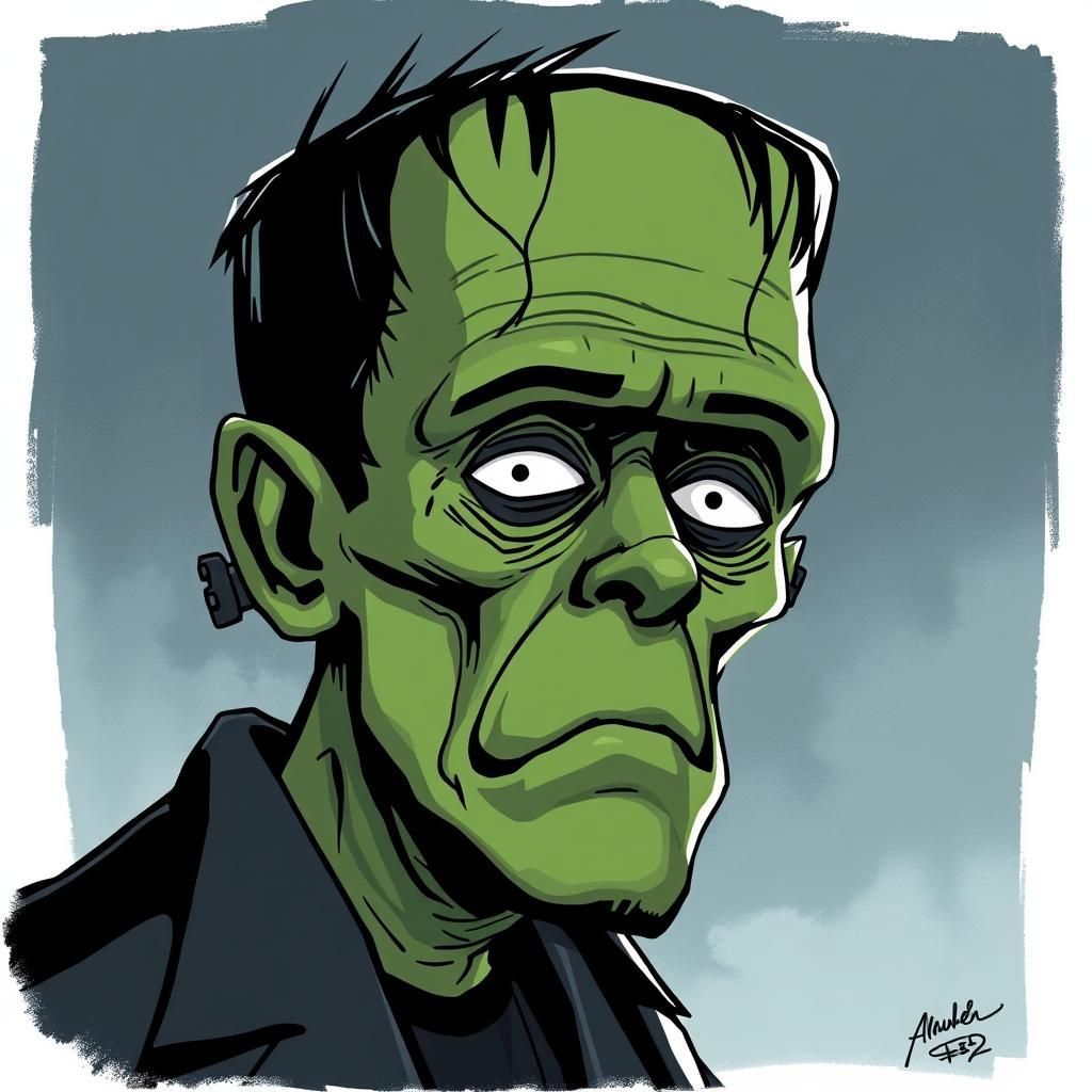 Cartoon Frankenstein's Monster in Animated Style