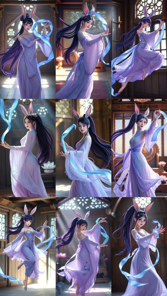 Fantasy Woman in Lavender Dress: 3D Rendered Digital Art