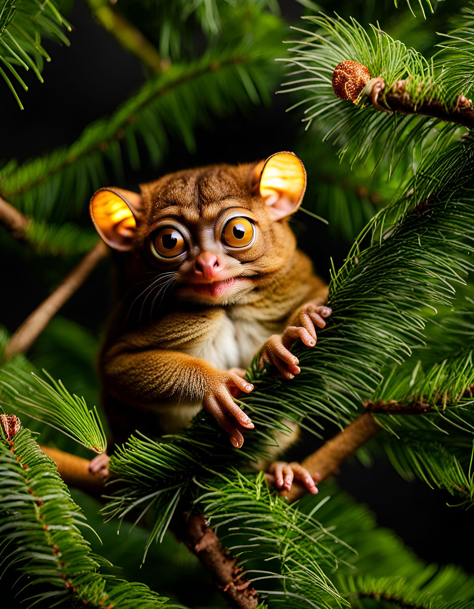 Tarsier in Christmas Tree
