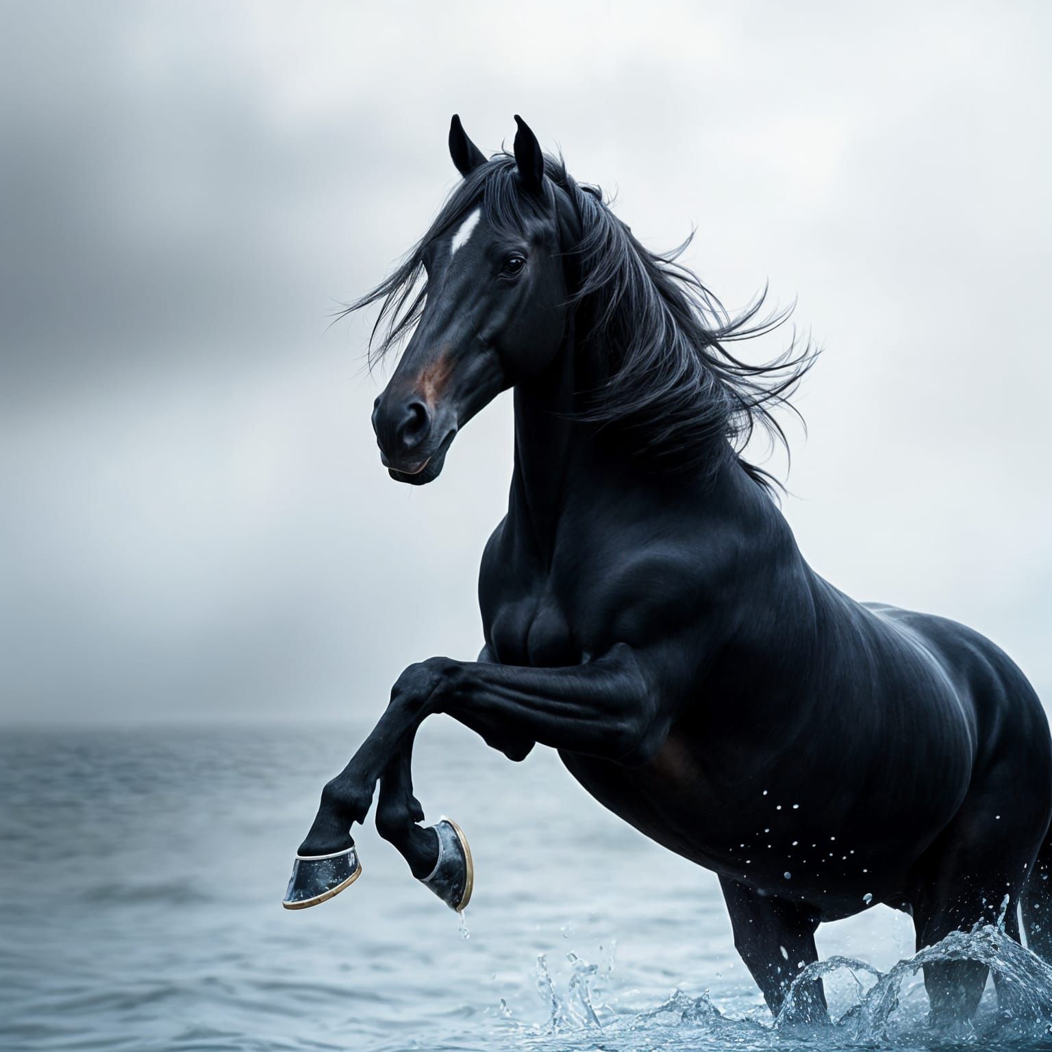 Galloping Horse in Shimmering Water