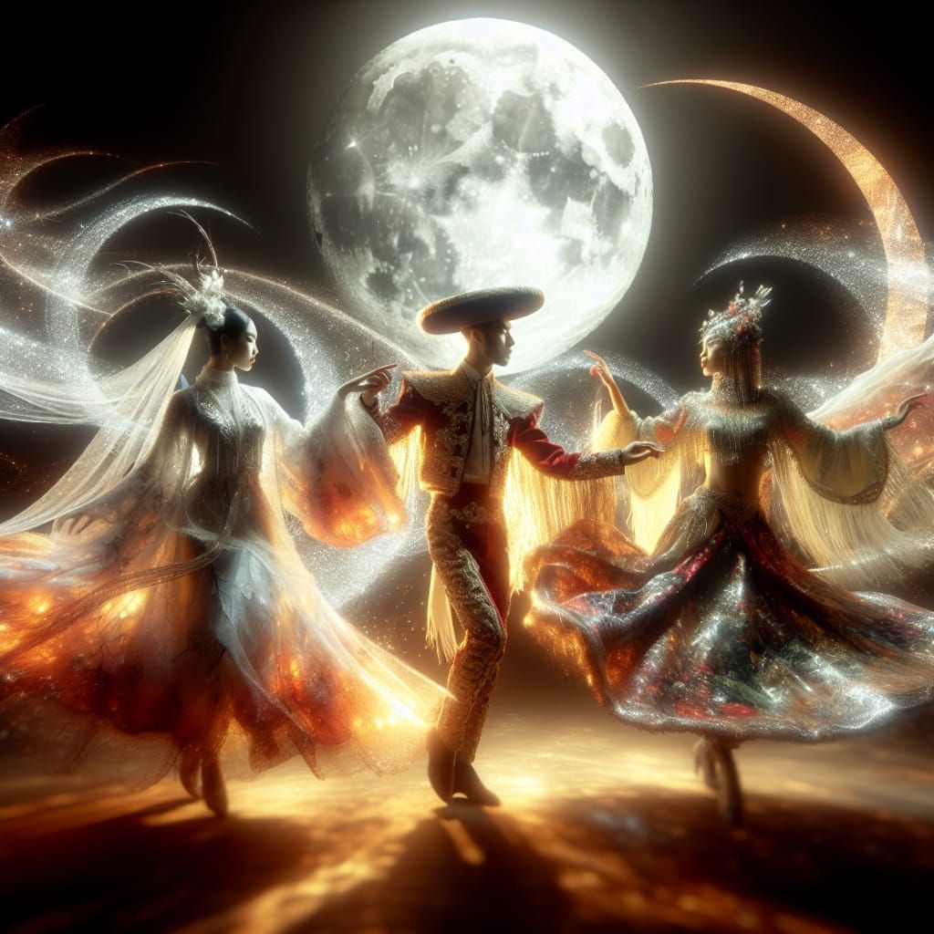 Ethereal Dancers Bathed in Silver Moonlight