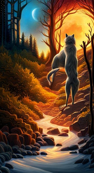 Hyperrealistic Dog and Cat in Arctic Forest