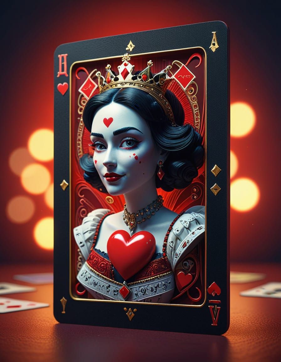Queen of Hearts Emerges From Card Deck