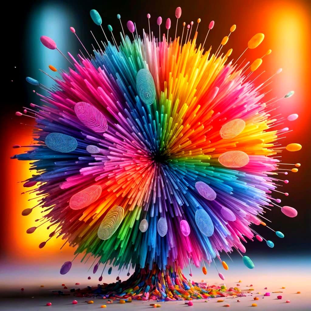 Psychedelic Explosion of Color with Fingerprint Details