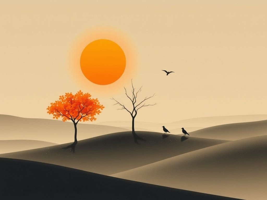 Surreal Landscape in Minimalist Digital Art Style