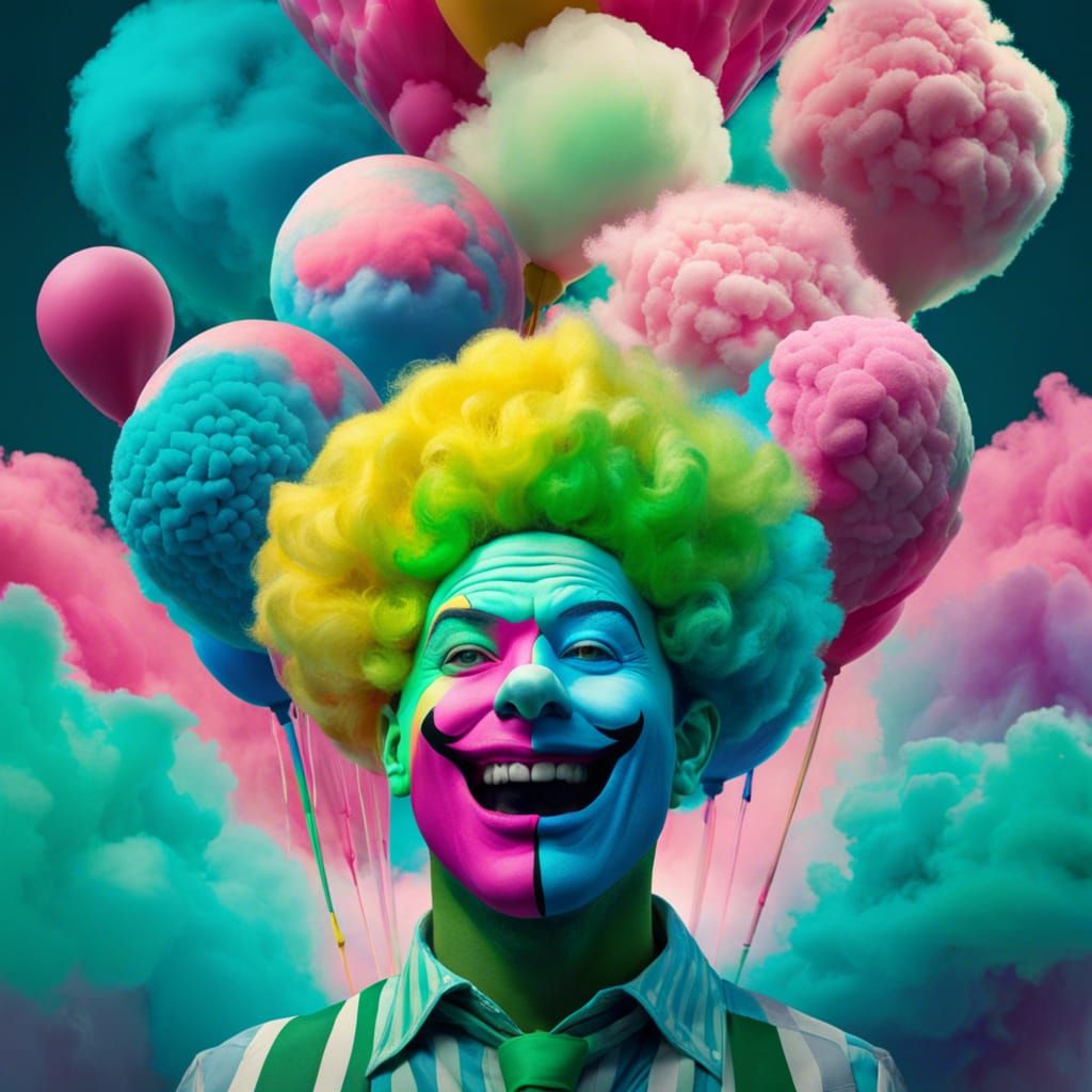 Whimsical Clownscape: A Detailed Matte Painting