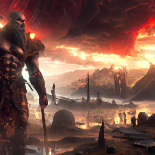 Epic God of War Digital Matte Painting