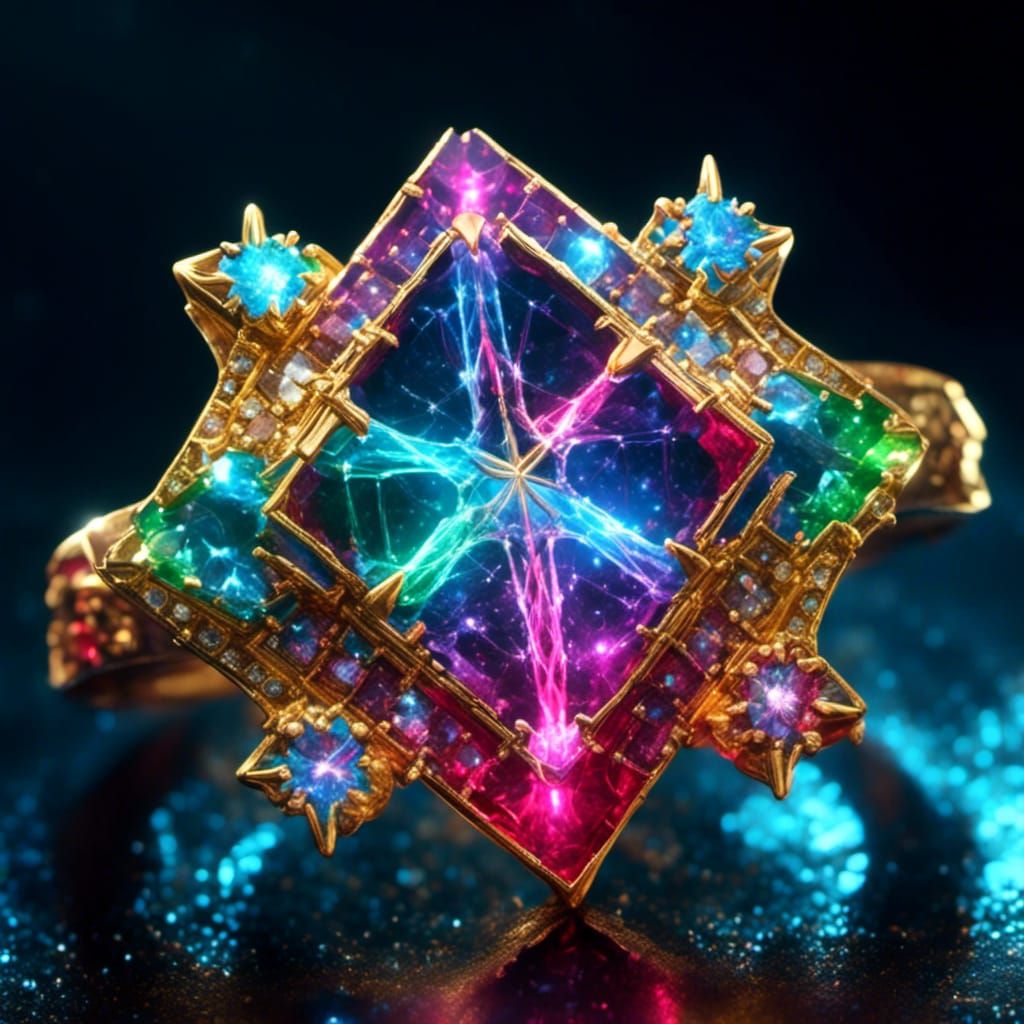Rainbow Light Christian Cross Ring in Hyperreal Detail