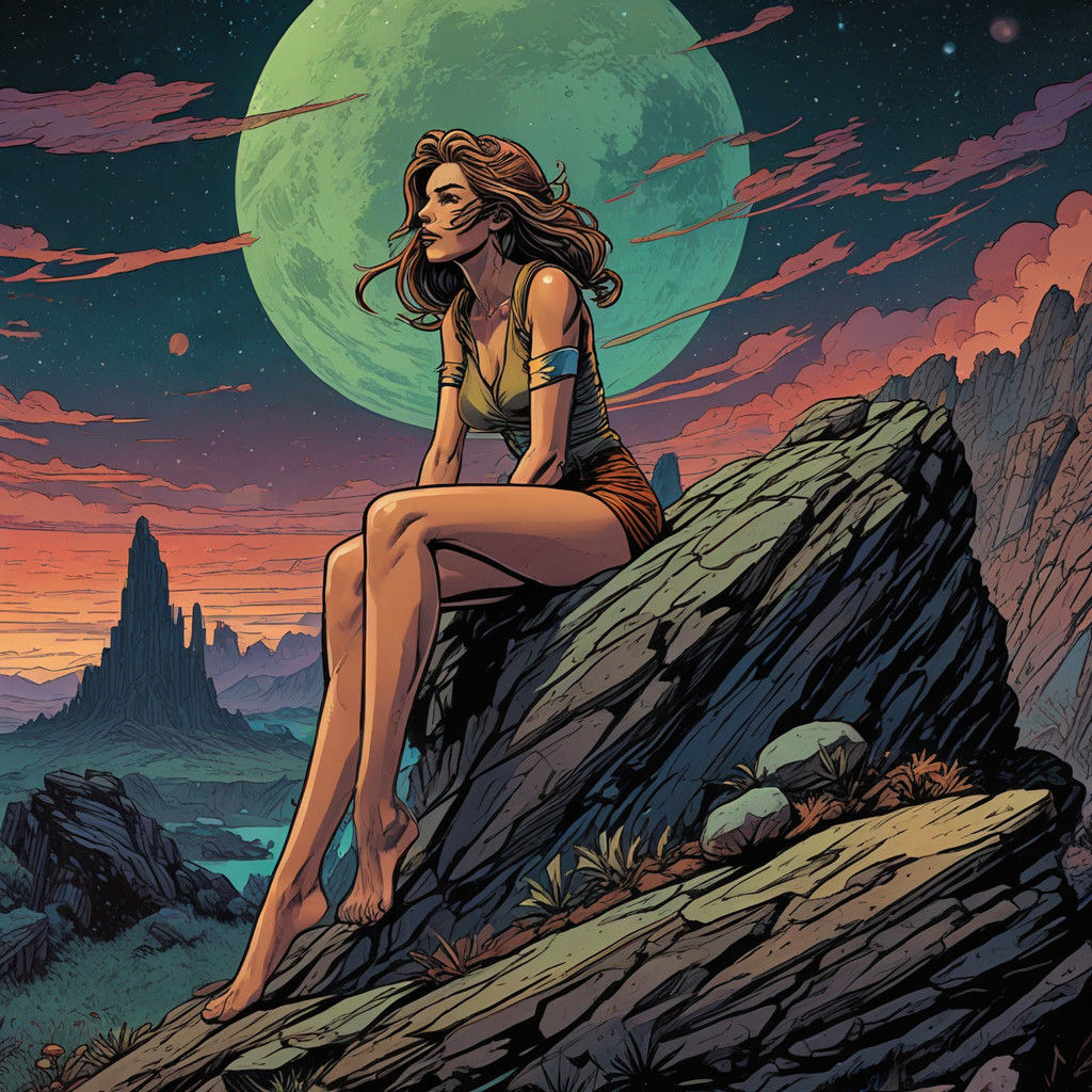 Vibrant Retro Comic Book Girl in Dynamic Action