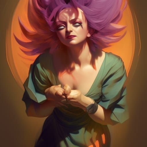 Edith Piaf as Super Saiyan: Hyperdetailed Concept Art