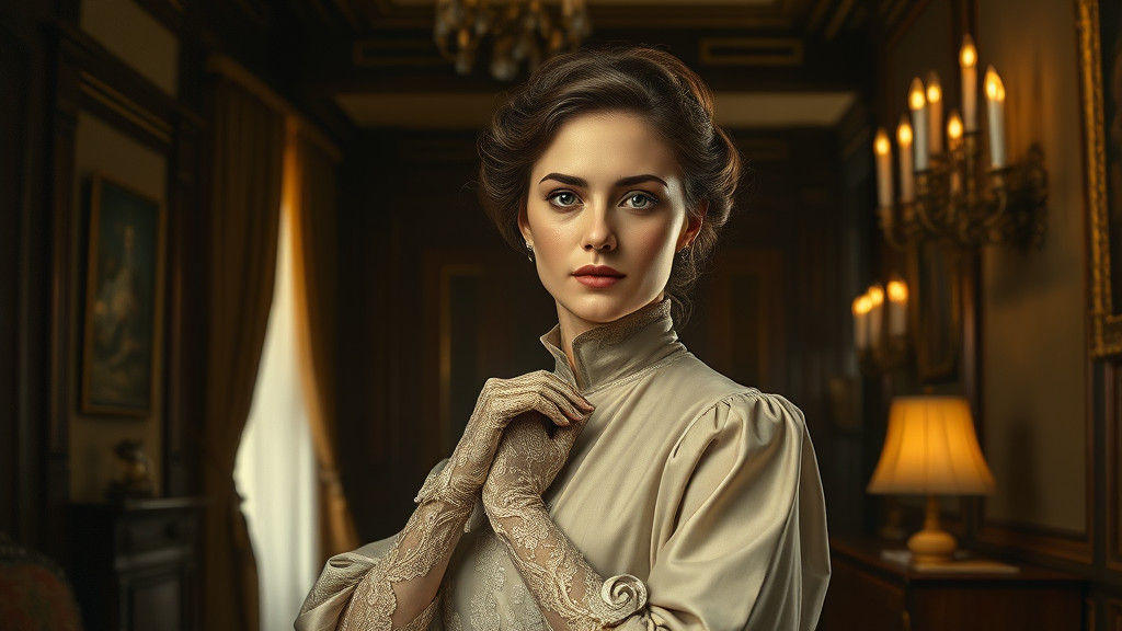 Elegant Woman in 19th Century Oil Painting Style