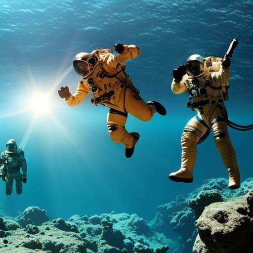 Astronauts on the bottom of the sea