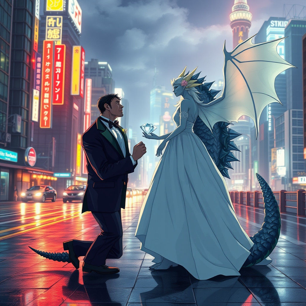 Godzilla's Anime Proposal to Mothra in Tokyo