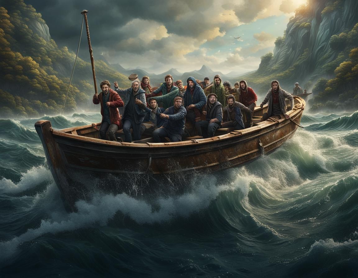 Dramatic Boat Rescue: Fantastical Matte Painting