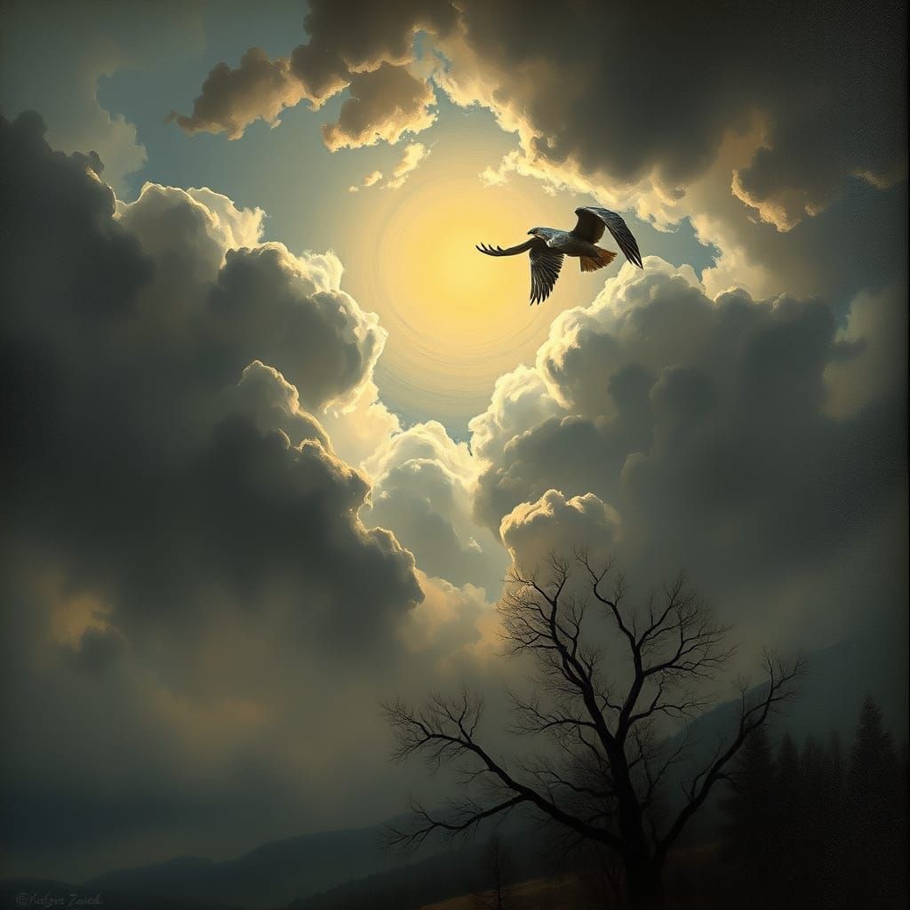 Dark Clouds Obscure Moon in Romantic Style