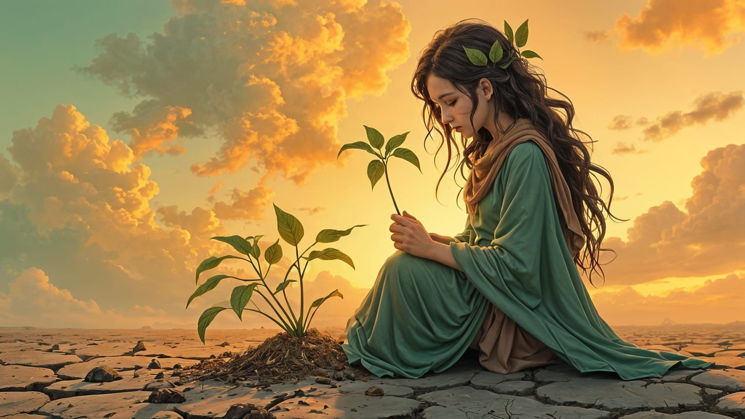 Gaia Nourishes a Young Seedling