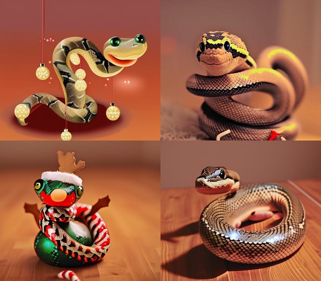 Cute Christmas Snake Cartoon Illustration