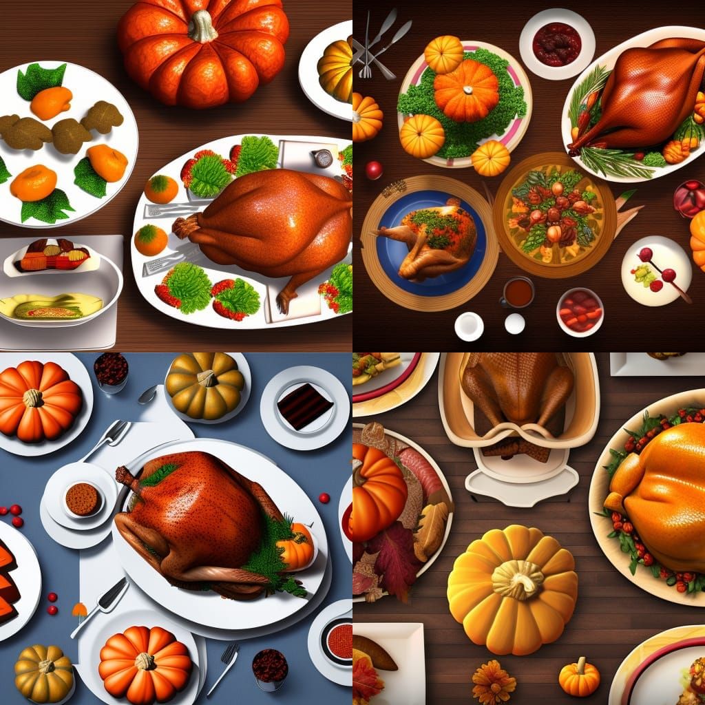 Thanksgiving Feast in Detailed 3D Shading