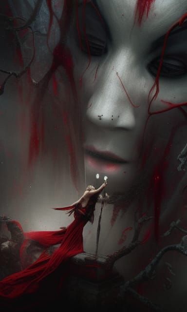 Sinister Ghosts Surround Crying Woman: Digital Matte Paintin...