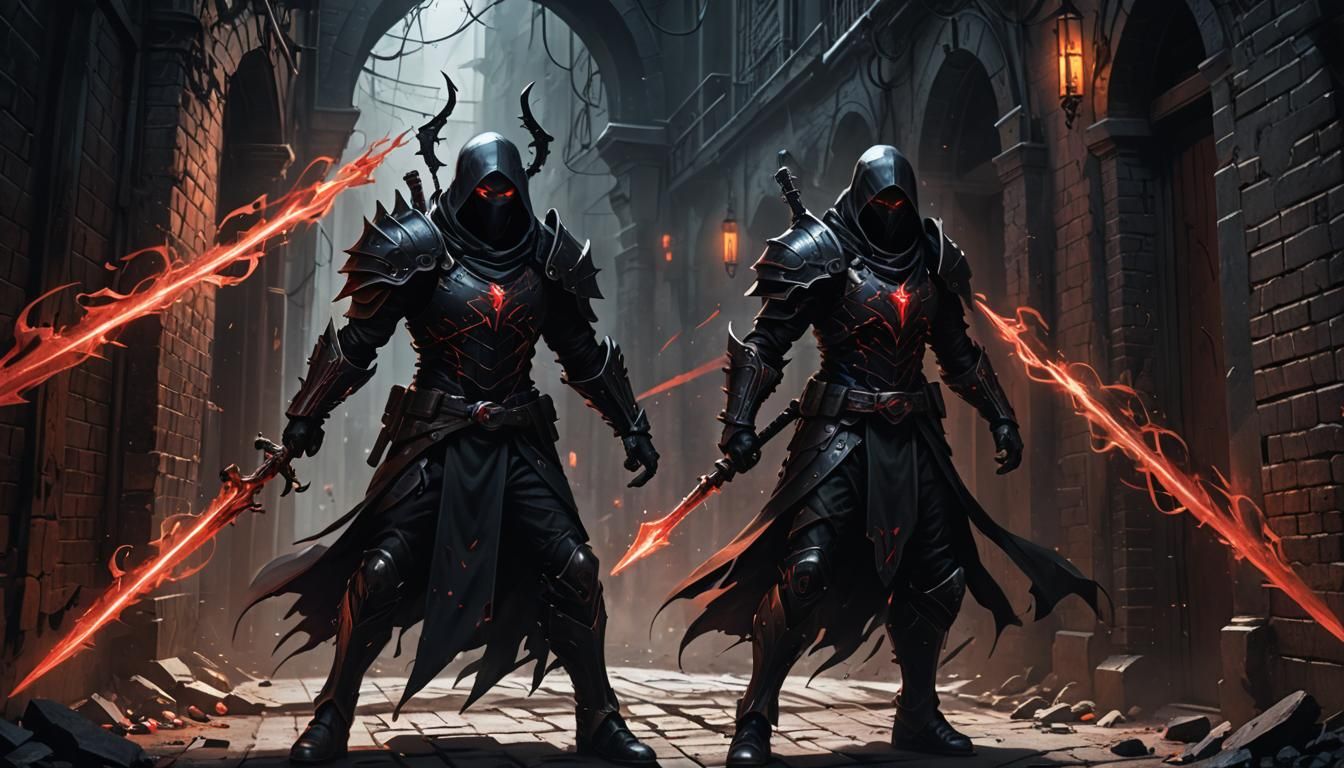 Shadow Assassin Emerges from Portal: Anime Art