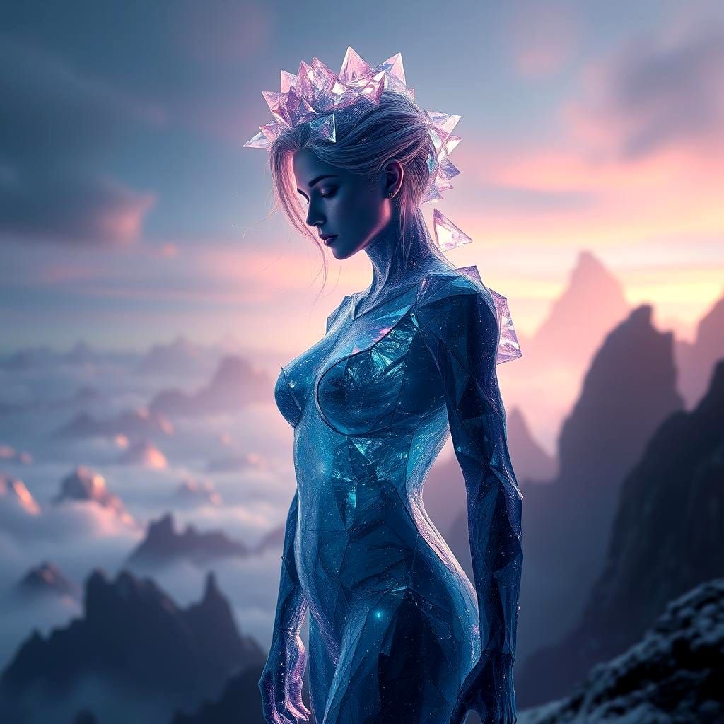 Crystalline Female Silhouette: Fantasy Concept Art
