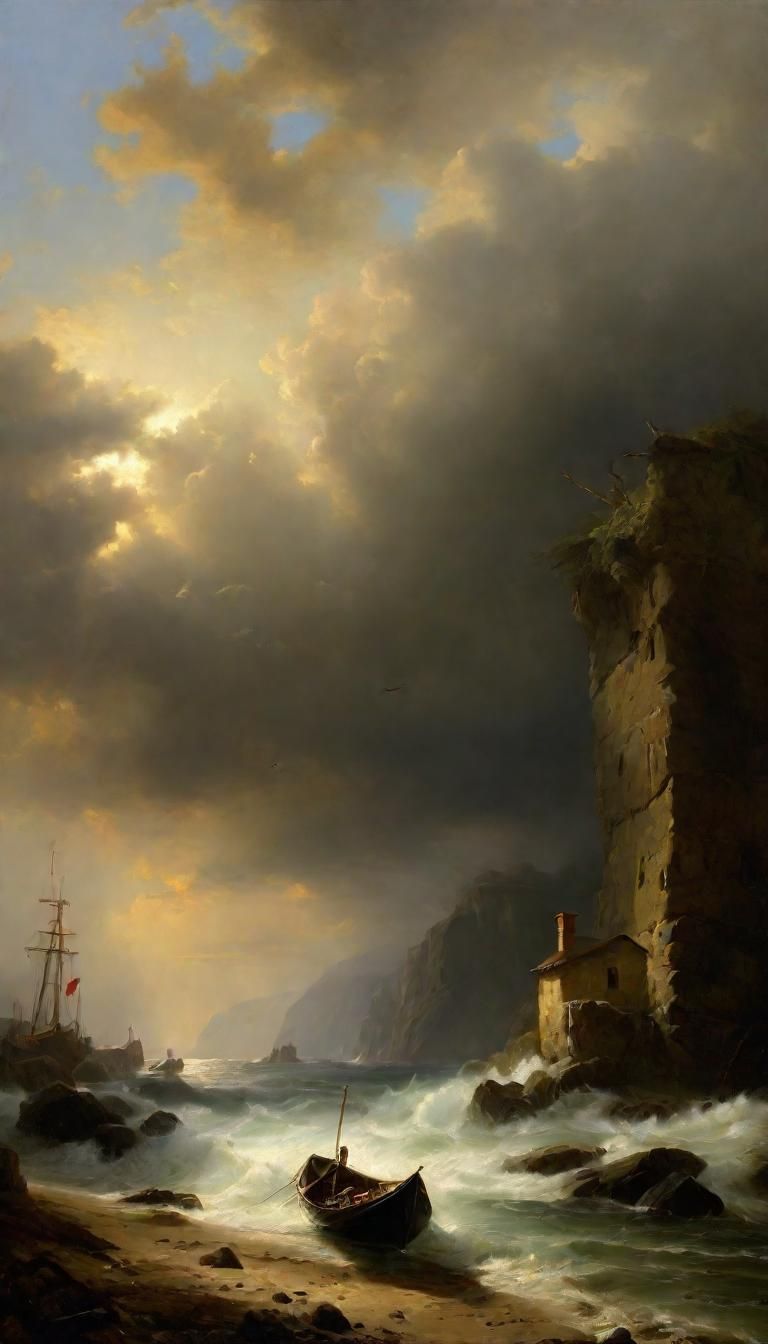 Dramatic Seascape Painting in Classical Style