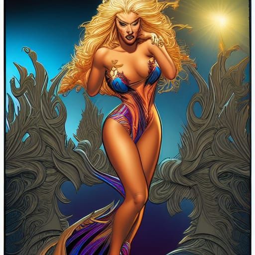 Latina Trickster Goddess in Comic Book Style