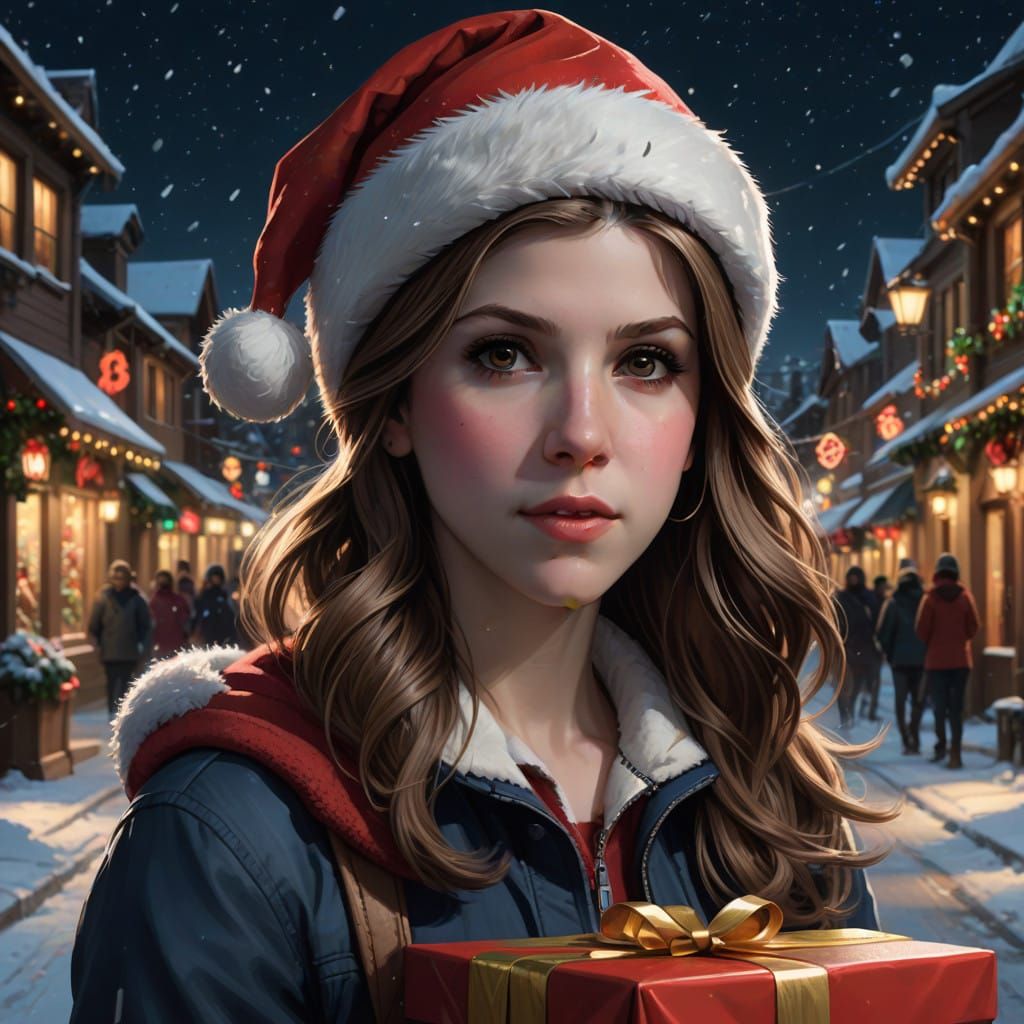 Anna Kendrick as Jolly Santa in a Snowy Winter Wonderland