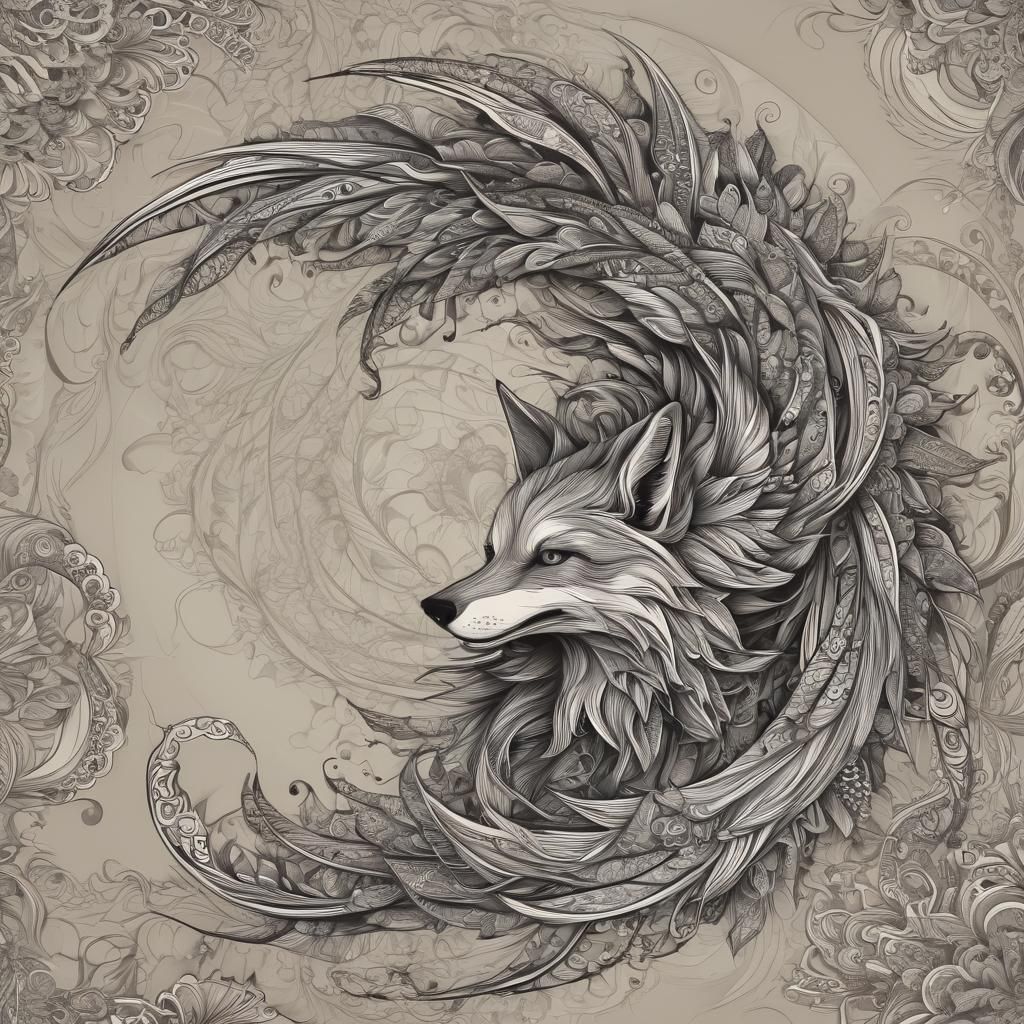Nine-Tailed Fox and Reaper in Abstract Style
