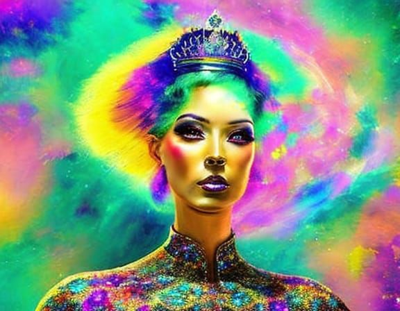 Neon Fantasy Princess in Dreamscape Portrait