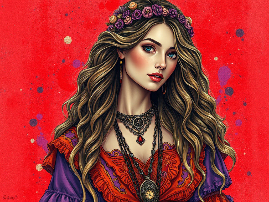 Gypsy Woman in Bohemian Steampunk Style
