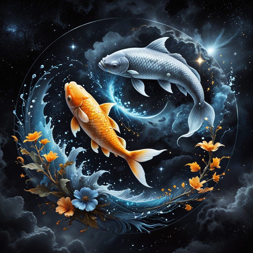 Epic Pisces Zodiac Sign in Cosmic Fantasy Art