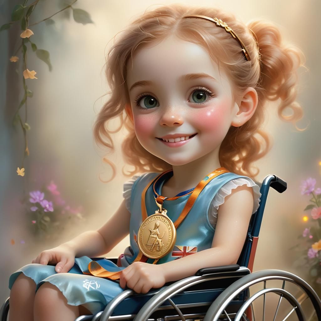 Empowered Girl in Wheelchair Wins: Fantasy Art