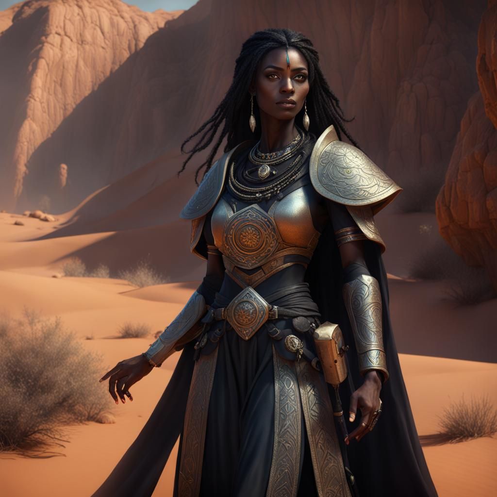 Dark-Skinned Desert Sorceress: Fantasy Concept Art