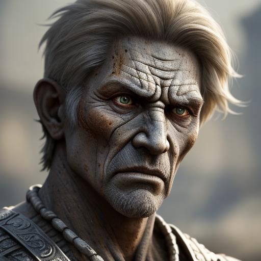 Photorealistic Portrait of Ogar the Fierce Warrior
