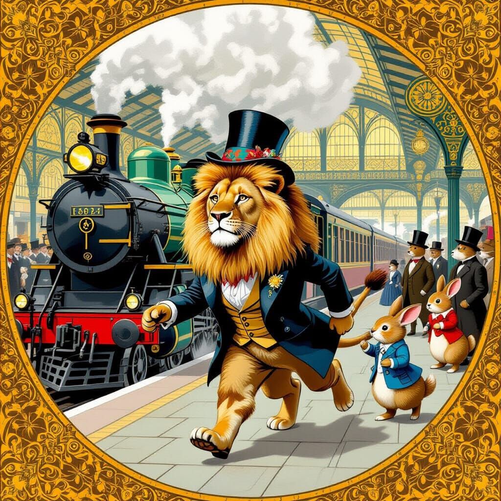 Anthropomorphic Animals in Art Nouveau Train Station