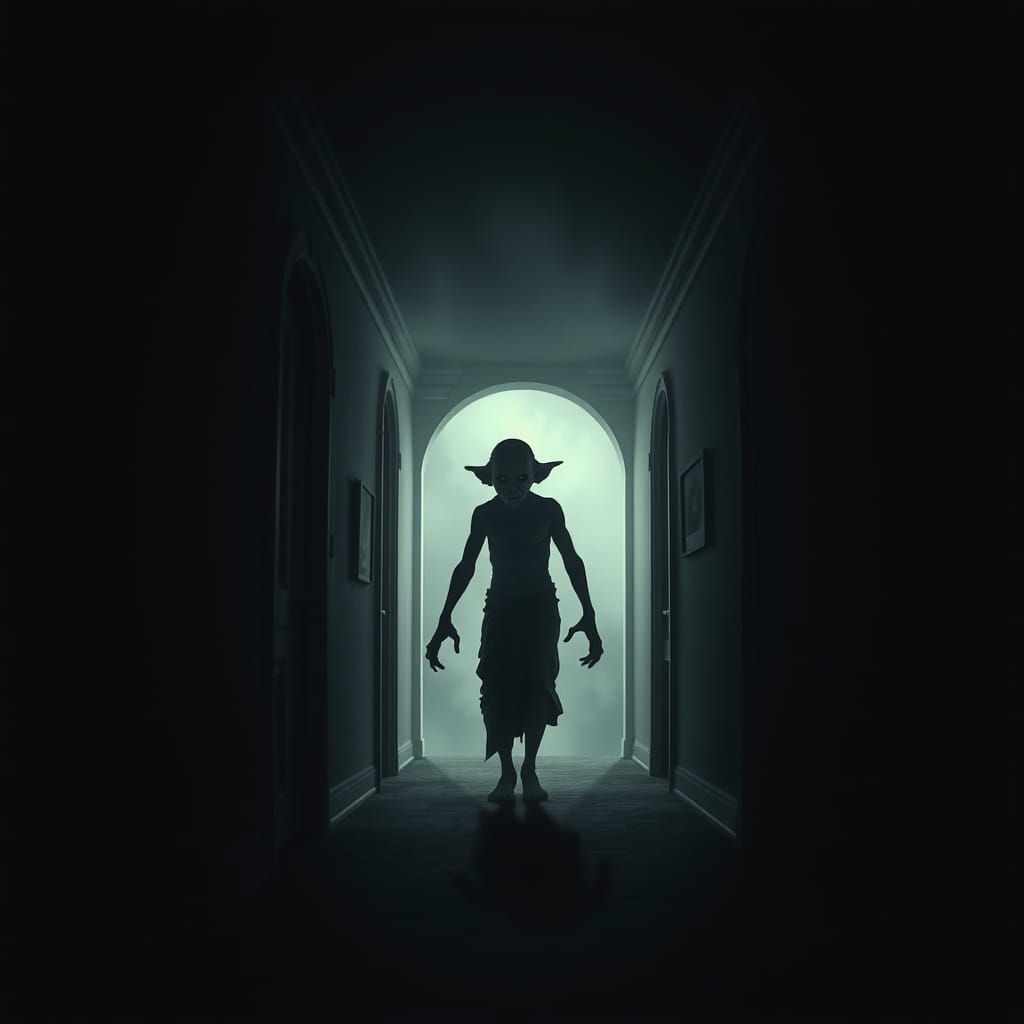 Terrifying Ghostly Creature Emerges from Dark Hallway