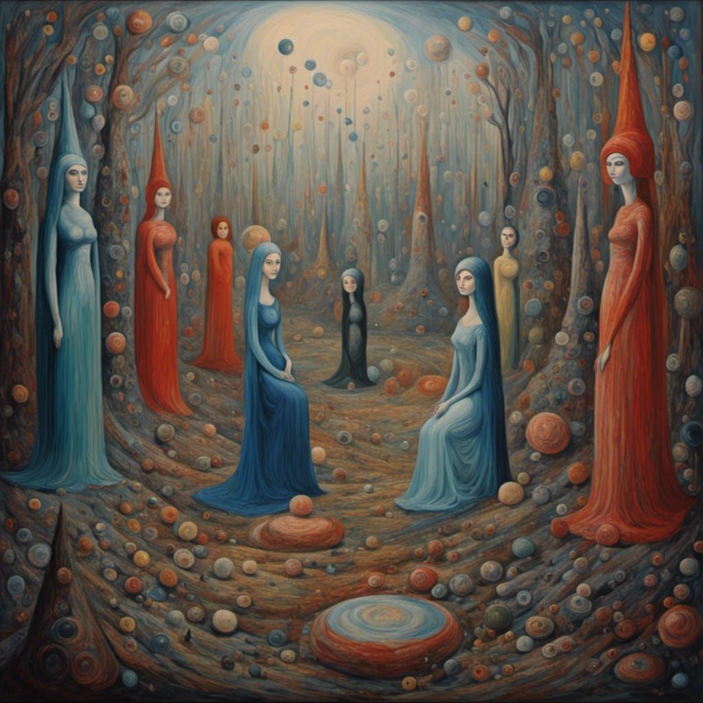 Mystical Gathering in a Surreal Landscape
