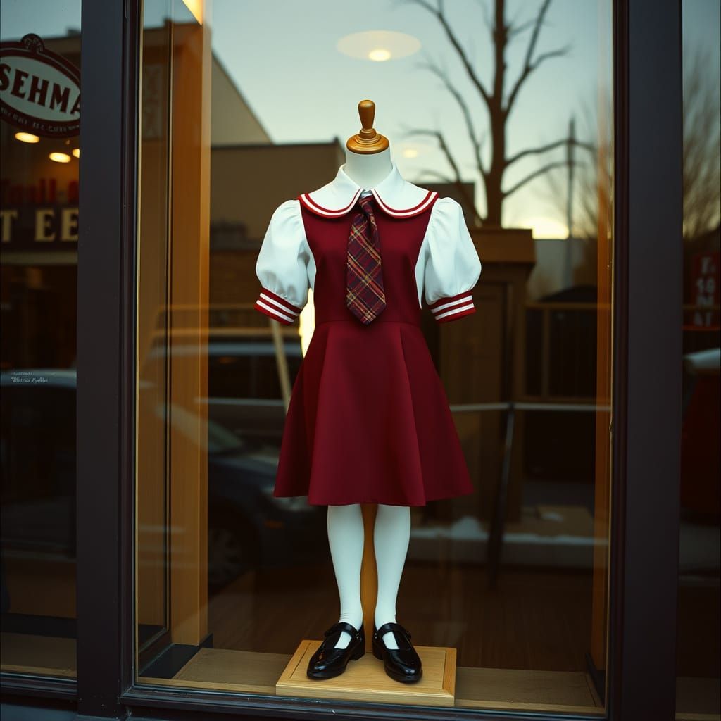 Schoolgirl Uniform in a Vintage-Style Shop Window