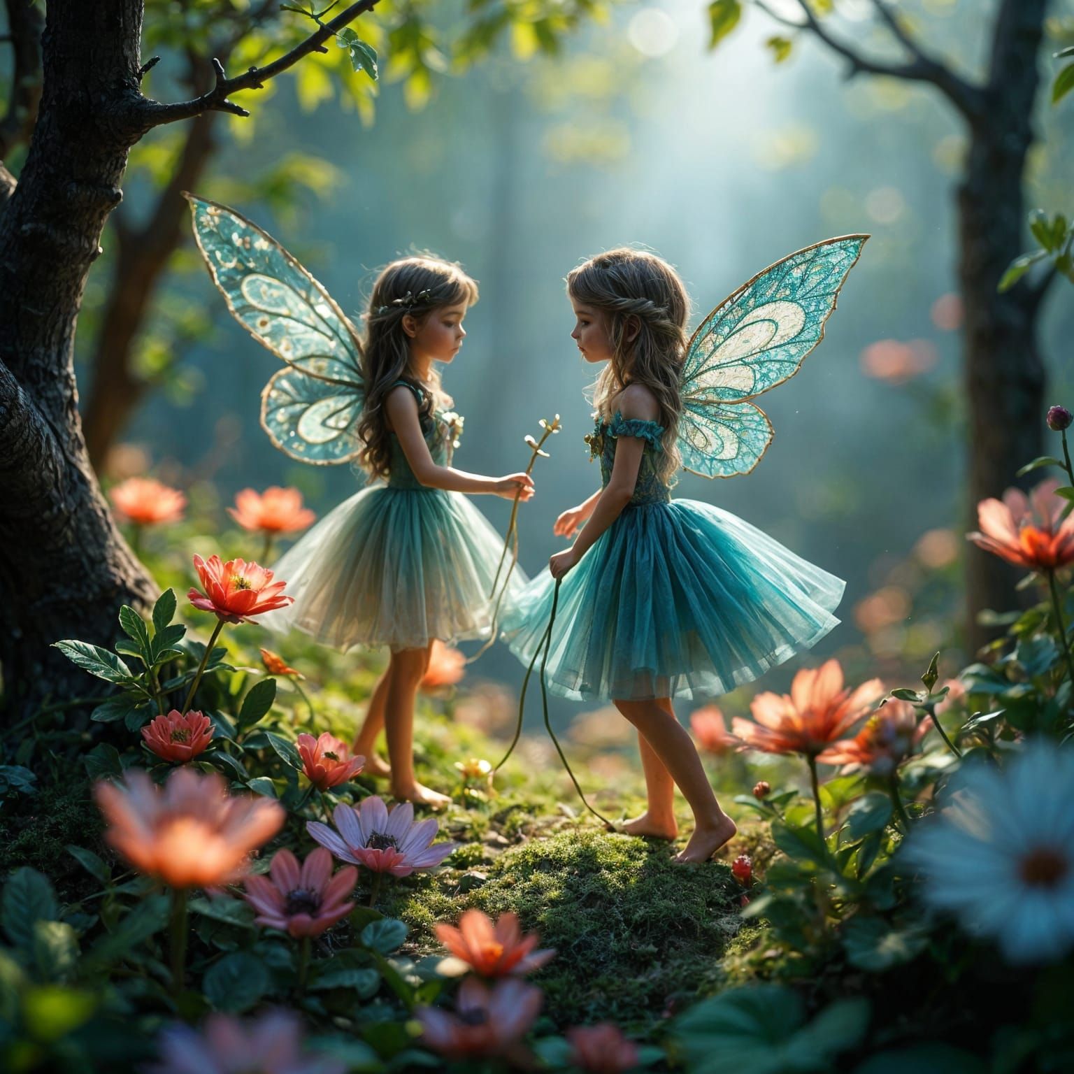 un mundo en miniatura de fantasía y colores y luces, tan bon...