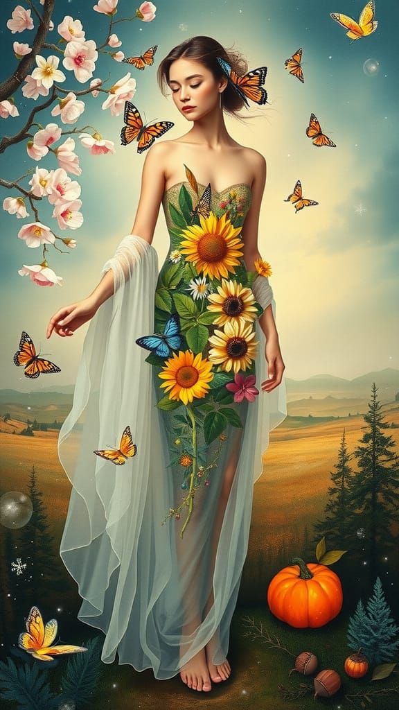 Ethereal Woman Embodies the Cycles of Nature in a Dreamlike ...