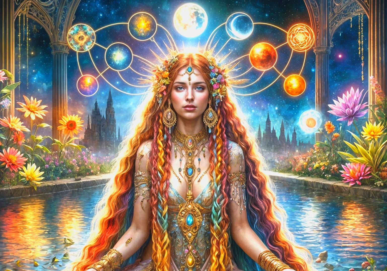 Mystical Goddess Embodies Celestial Harmony