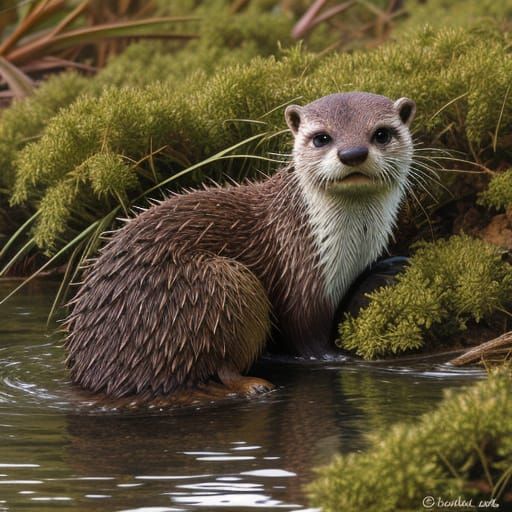 Spiny Bush Otter in Vivid Watercolor Style